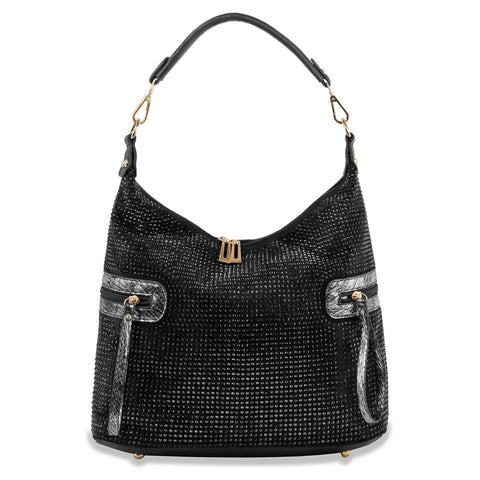 Side Pocket Colored Stone Hobo Handbag