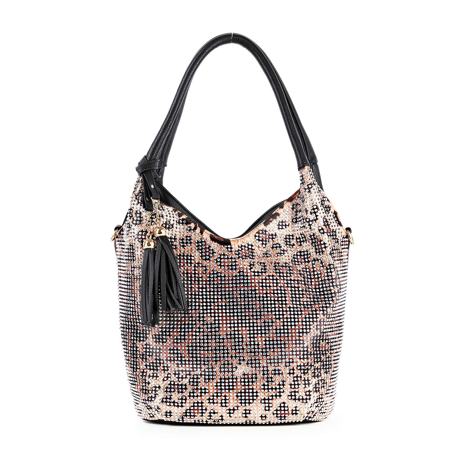 Stunning Sparkling Tall Shoulder Bag - Black – handbagexpress