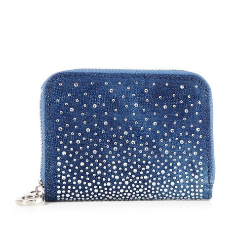 Rhinestone Ombre Design Petite Zip Around Wallet