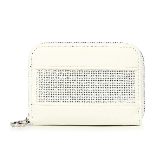 Rhinestone Design Petite Zip Around Wallet