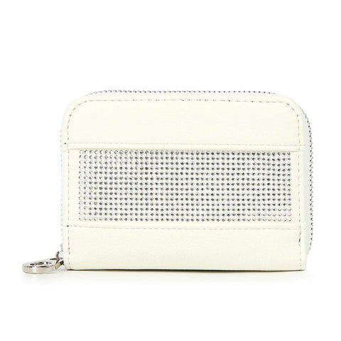 Rhinestone Design Petite Zip Around Wallet
