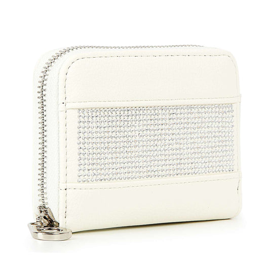 Rhinestone Design Petite Zip Around Wallet