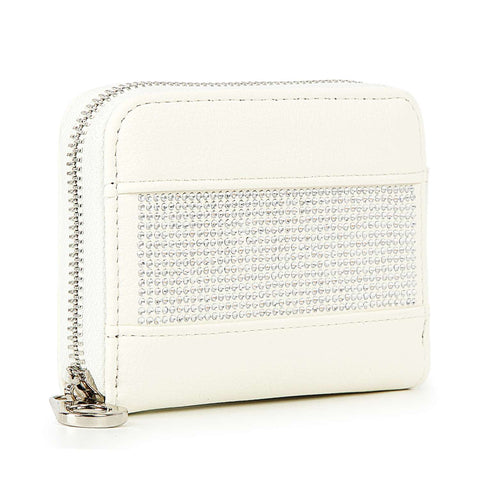 Rhinestone Design Petite Zip Around Wallet