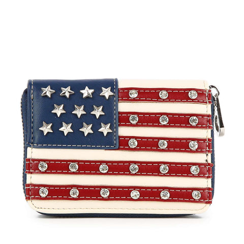 American Flag Petite Zip Around Wallet