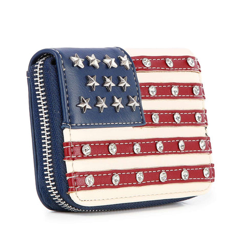 American Flag Petite Zip Around Wallet