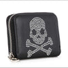 Rhinestone Skull Design Petite Zip Around Wallet