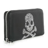 Skull Design Rhinestone Accordion Wallet