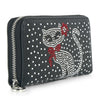 Cat Design Rhinestone Accordion Wallet