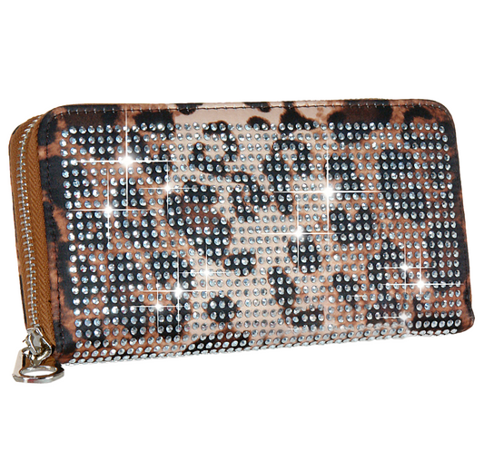 Leopard Print Rhinestone Wallet