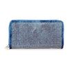 The Dazzling Accordion Wallet is a rectangular blue zip-around wallet featuring small sparkling rhinestones and a silver zipper, displayed against a white background.