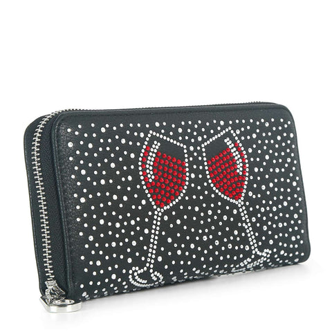 Rhinestone Wine Glasses Bling Wallet