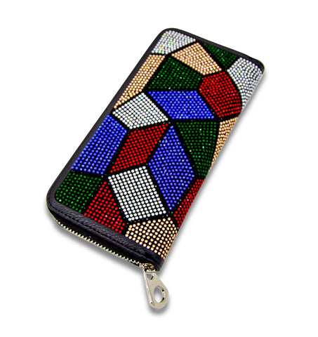 Colorful Rhinestone Design Accordion Wallet