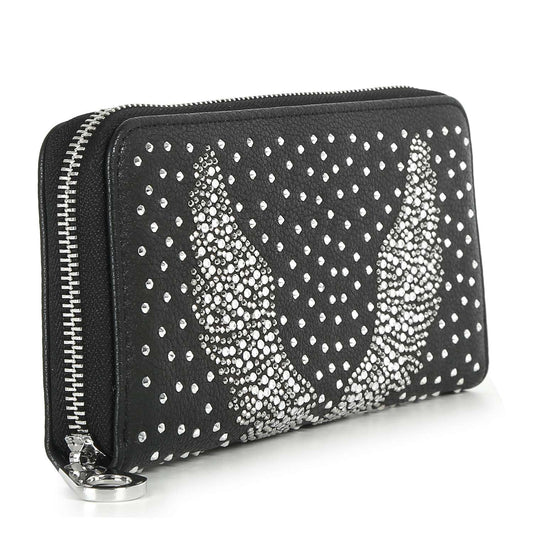 Rhinestone Wing Design Accordion Wallet