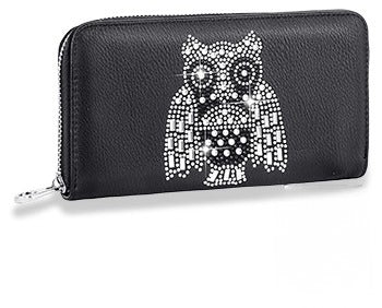 Owl Design Rhinestone Accordion Wallet