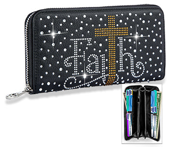 Rhinestone Faith Cross Fashion Wallet