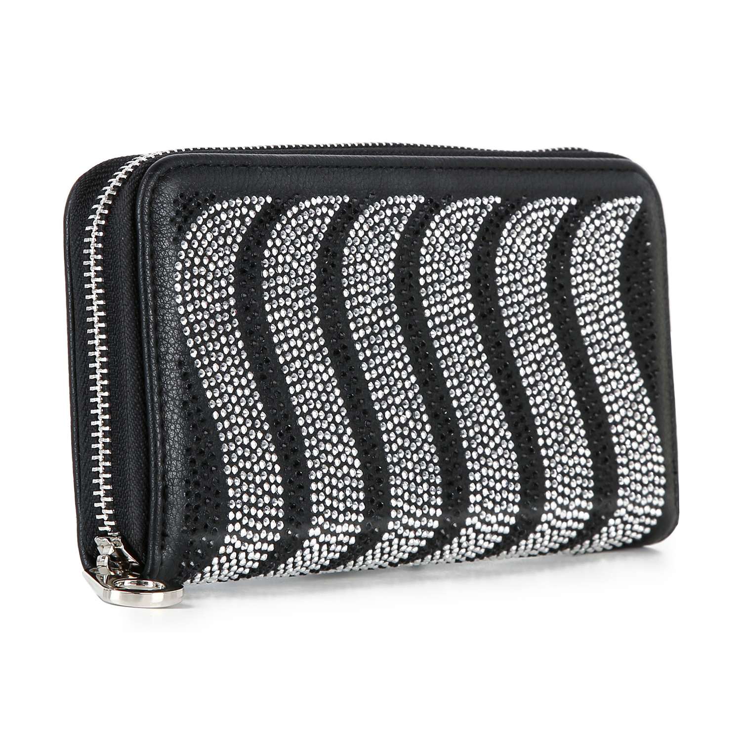 Rhinestone Wavy Bling Accordion Wallet handbagexpress