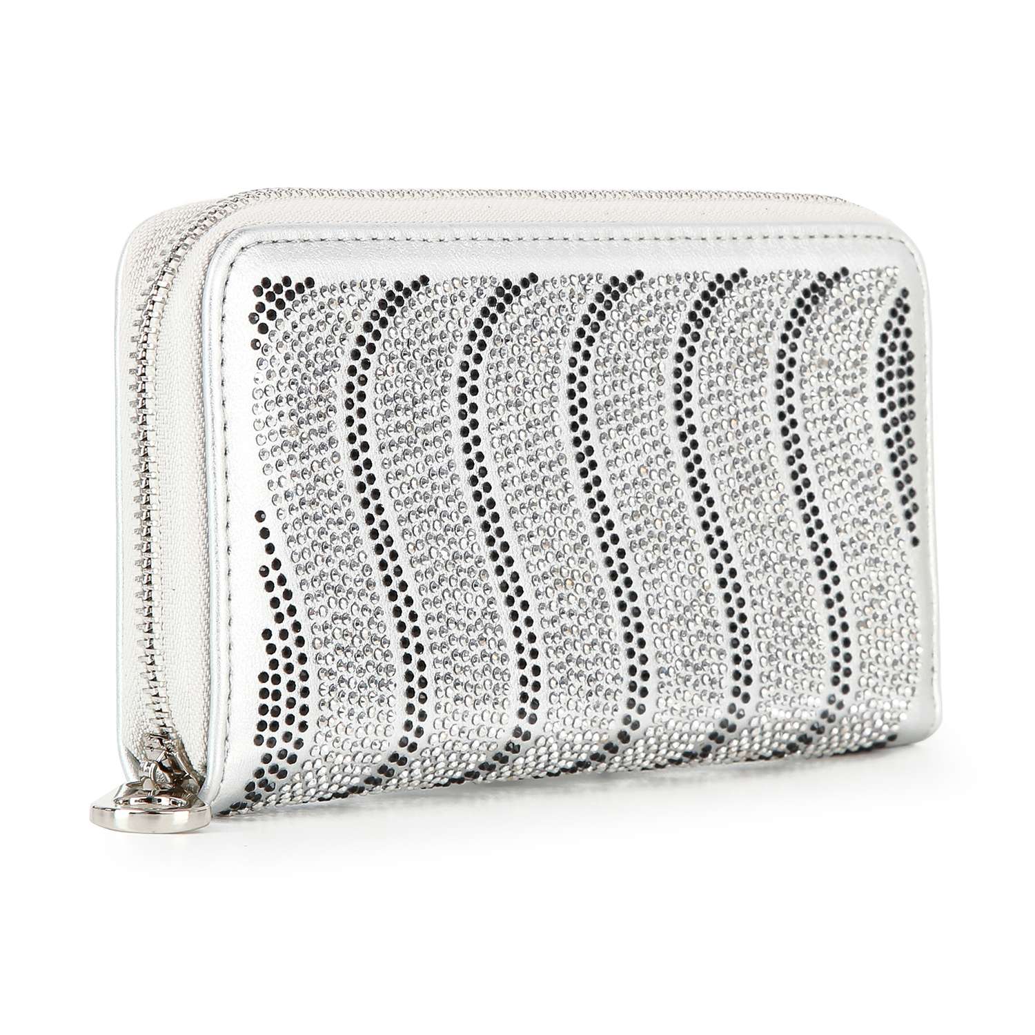 Rhinestone Wavy Bling Accordion Wallet handbagexpress