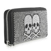 Rhinestone Twin Skull Design Accordion Wallet