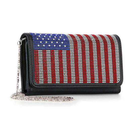 American Flag Bling Wallet Crossbody
