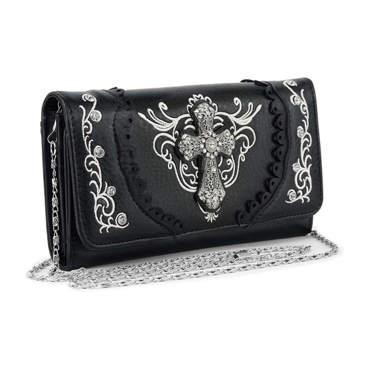 Rhinestone Cross Bling Crossbody Wallet