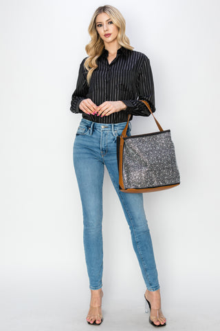 Rhinestone Denim Fashion Hobo