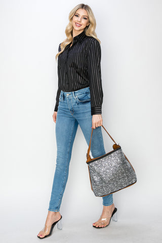 Rhinestone Denim Fashion Hobo