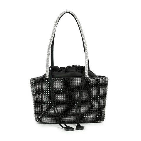 Rhinestone Bling Drawstring Accent Petite Bucket Bag