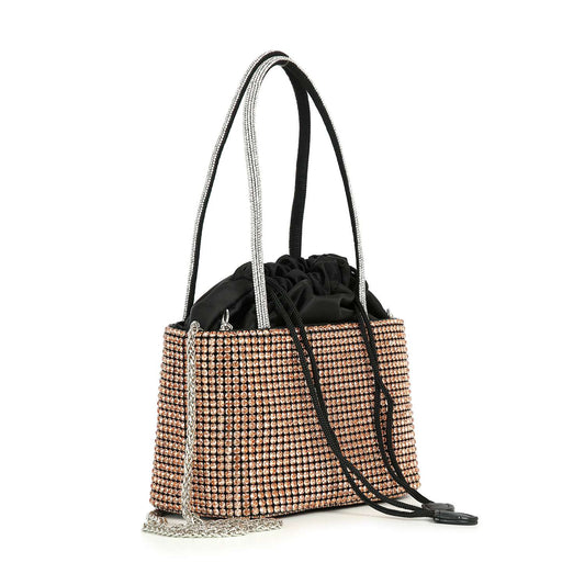 Rhinestone Bling Drawstring Accent Petite Bucket Bag