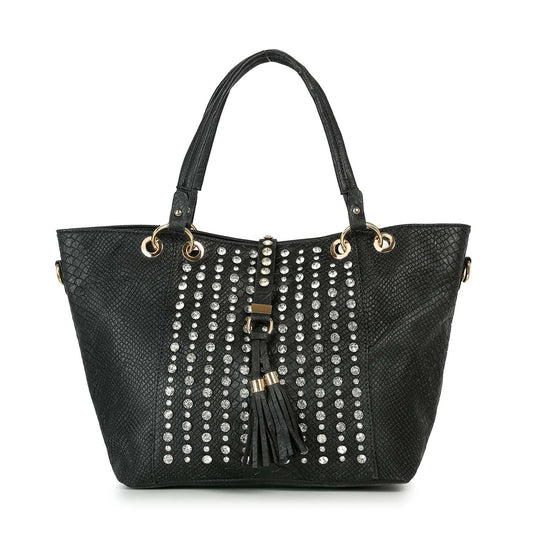 Snakeskin Embossed Studded Tote Set