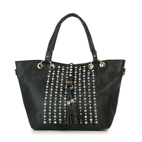 Snakeskin Embossed Studded Tote Set