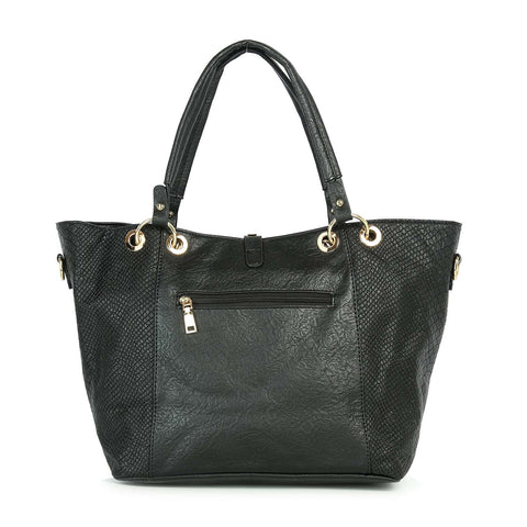 Snakeskin Embossed Studded Tote Set