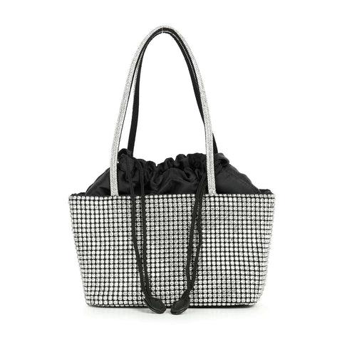 Rhinestone Bling Drawstring Accent Petite Bucket Bag
