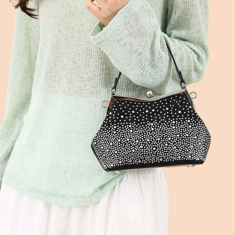 Glamorous Rhinstone Design Petite Hand Tote