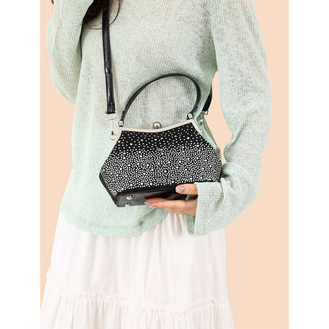 Glamorous Rhinstone Design Petite Hand Tote