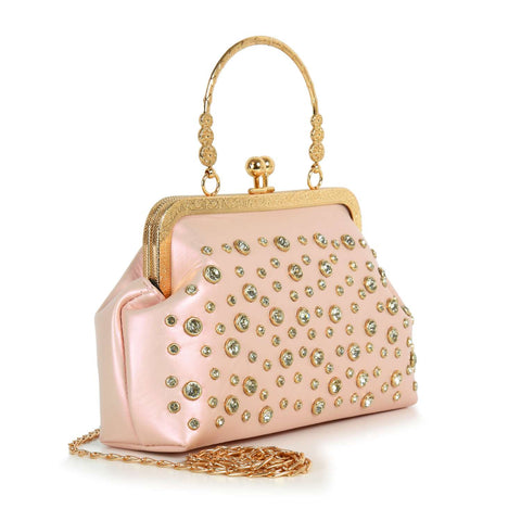Studded Rhinestone Petite A-Frame Hand Tote
