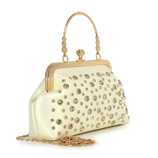 Studded Rhinestone Petite A-Frame Hand Tote