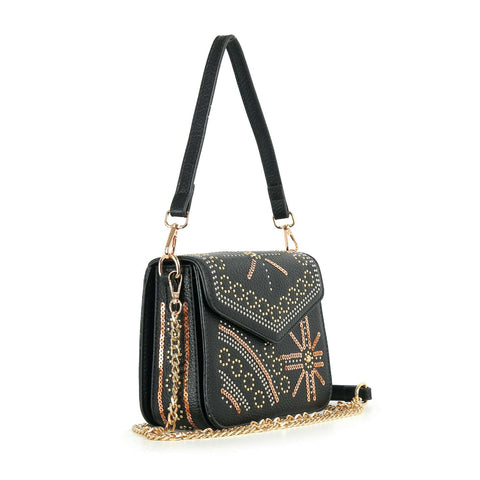 Studded Design Front Flap Shoulder Bag