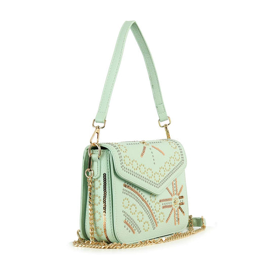 Studded Design Front Flap Shoulder Bag
