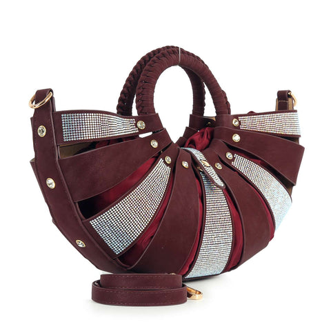 Unique  Design Rhinestone Accented Hand Tote
