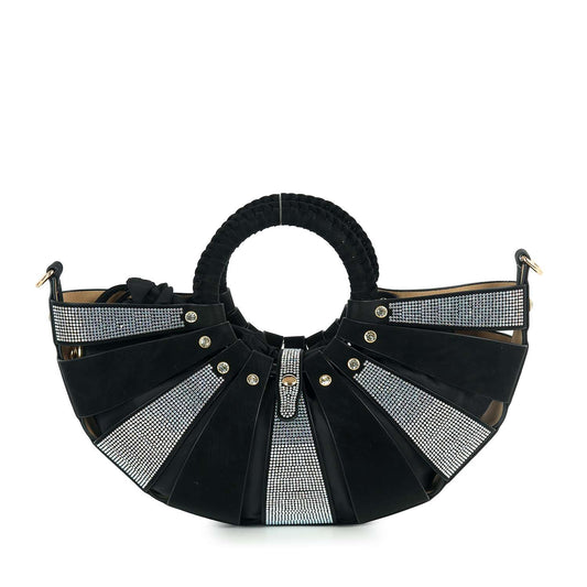 Unique  Design Rhinestone Accented Hand Tote