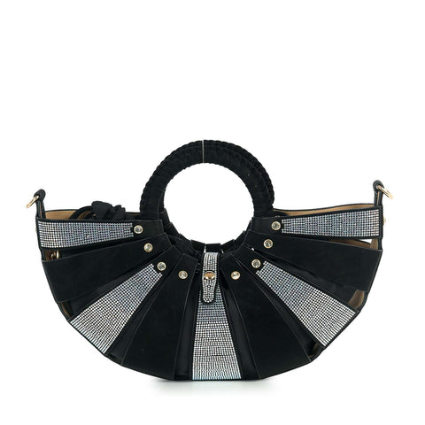 Unique  Design Rhinestone Accented Hand Tote