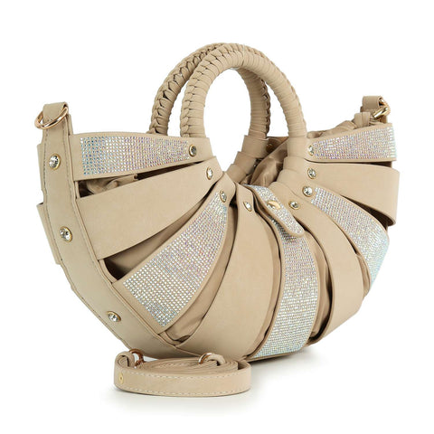 Unique  Design Rhinestone Accented Hand Tote