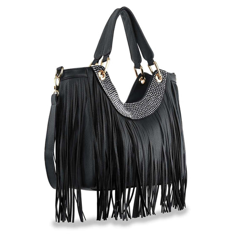 FREE SHIPPING Black Leather Beaded Fringe Purse - Etsy | Bead leather, Fringe  purse, Bags