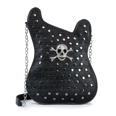 Embossed Guitar Design Skull Handbag