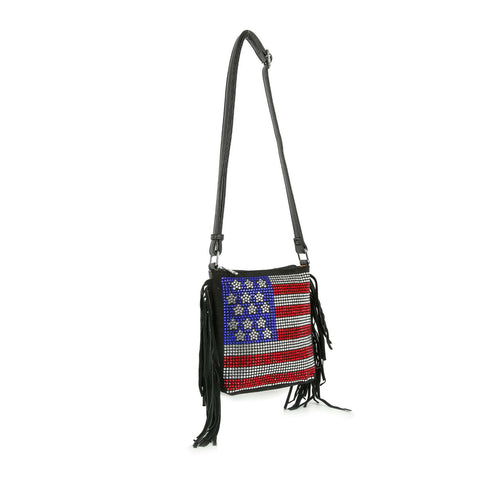 Rhinestone Flag Fringe Shoulder Bag