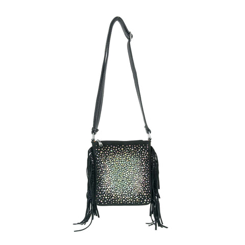 Iridescent Rhinestone Fringe Shoulder Bag