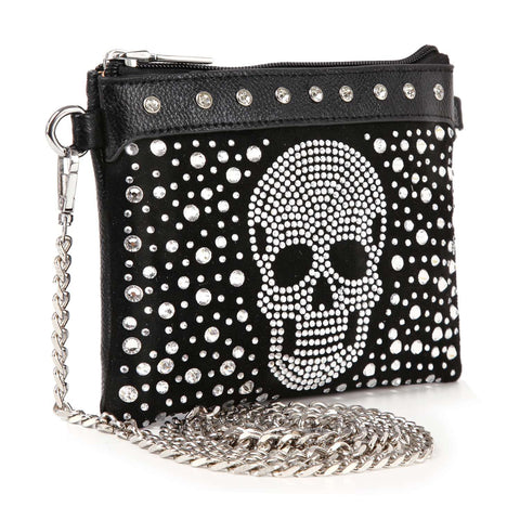 Petite Rhinestone Skull Shoulder Bag