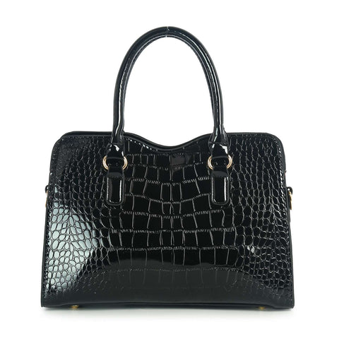 Patent Bow Accented Embossed Hand Tote Set