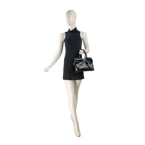 Patent Bow Accented Embossed Hand Tote Set