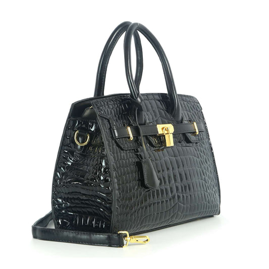 Alligator Embossed Classic Satchel Handbag